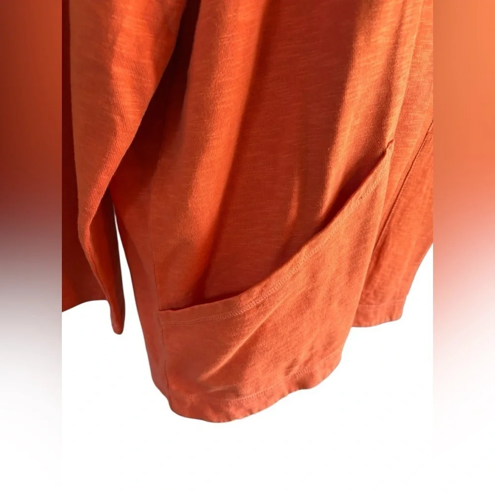 Orvis Orange open front cardigan with hoodie pockets sz L NWT 100% cotton